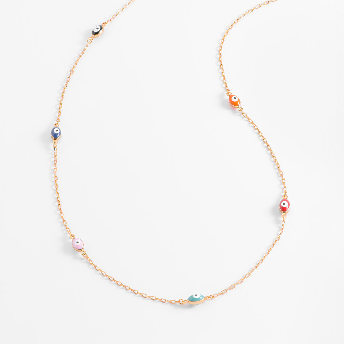 Turkish Evil Eye Necklace - 18K Gold Plated Multi-Color Enamel