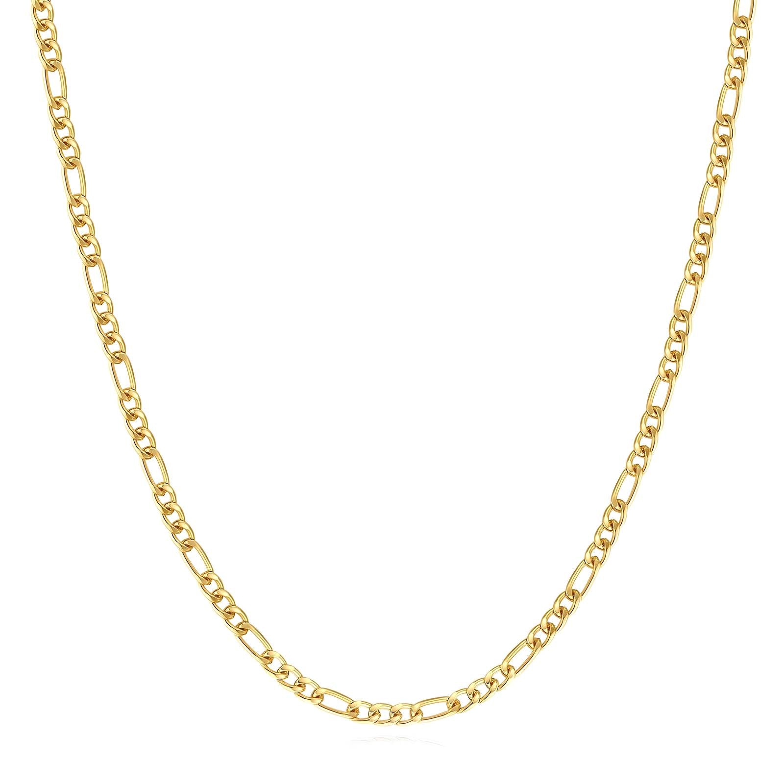 Figaro Link Chain Necklace - 18K Gold Plated Stainless Steel