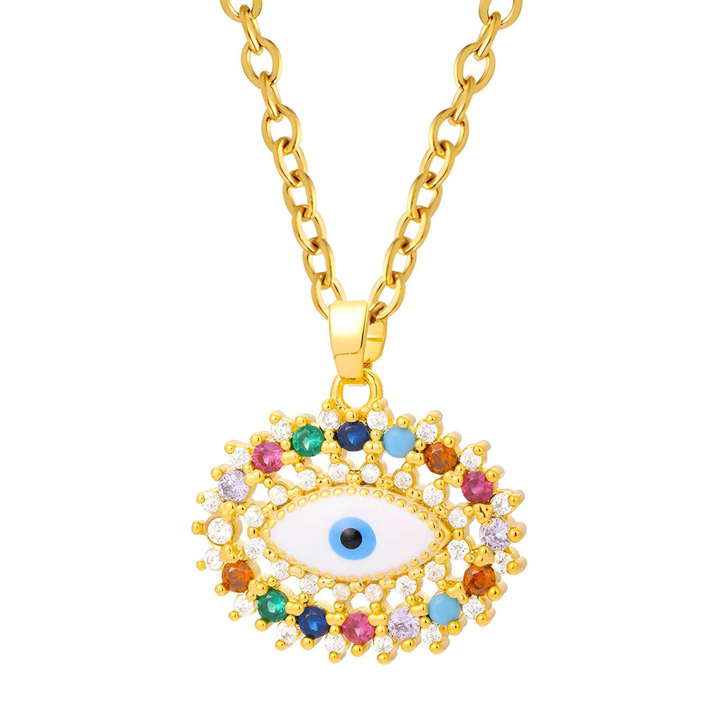 Evil Eye Necklace - 18K Gold Plated with Cubic Zirconia