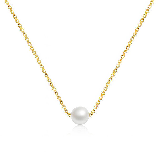 Pearl Imitation Necklace - 18K Gold Plated Stainless Steel